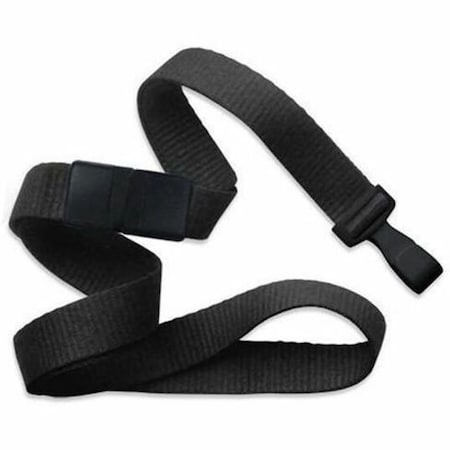 Brady LANYARD STANDARD, BLACK, 5/8in 16MM, MICROWEAVE, WITH BLACK WIDE PLASTIC HOOK, WITH BREAK-AWAY 2138-4780