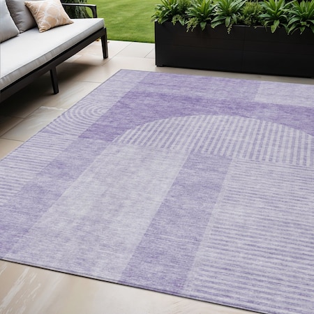 Homeroots 5' X 8' Lavender And Purple Geometric Washable Indoor Outdoor Area Rug 582723