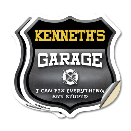 Signmission Kenneth's Garage I Can Fix Everything But Stupid, 6 inch X 6 inch, Vinyl Decal, 2PK SHI-D-2PACK-6-490-KENNETH
