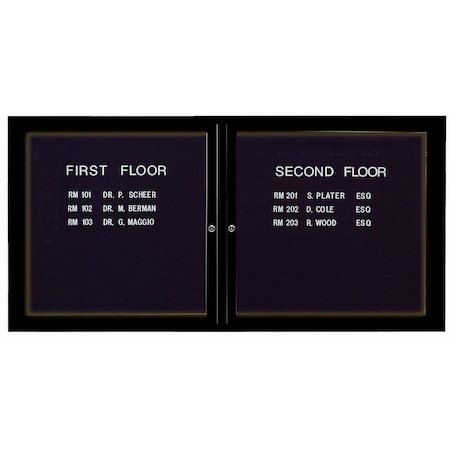 Aarco Illuminated Outdoor Enclosed Directory w/ Al Frame, Powder Coated Black, 36''Hx72''W OADC3672IBK