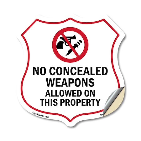 Signmission Concealed Carry Shield Sign No Concealed, 18 Inch X 18 Inch, Vinyl Decal SHI-D-18-372