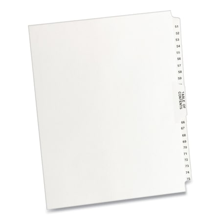 Avery Dennison Legal Exhibit Dividers 51-75, 8-1/2 x 11", PK26 11396