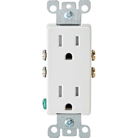 Leviton Decora 15A White Tamper Resistant 5-15R Duplex Outlet S02-T5325-00W