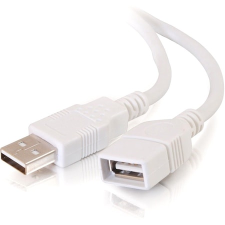 C2G 6.6ft USB Extension Cable - USB A to USB A Extension Cable - USB 2.0 - White - M/F 19018