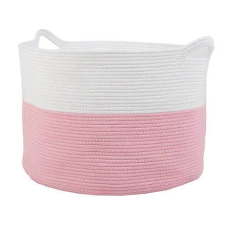 Home-Complete Extra-Large Basket Cotton Rope Basket with Handles for Organizing, Laundry, and Blanket, Pink ST-HOME1-PNK