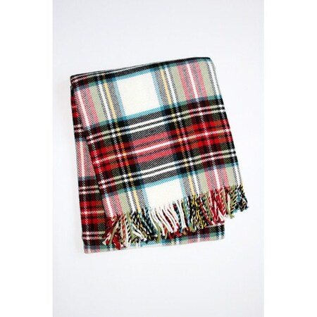 Homeroots 55" X 70" Black Red And White Plaid Cotton Blend Plush Throw Blanket with Fringe 702223