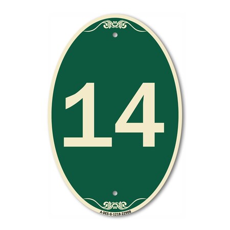 Signmission Number 14, 12 Inch X 18 Inch Architectural Oval, Heavy Gauge Aluminum A-OV-G-1218-22908