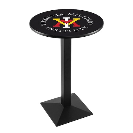 Holland Bar Stool Co 36" Blk Wrinkle Virginia Military Institute Pub Table, 36" dia. Top L217B3636VAMilI