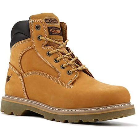 Handpoint Men's Wheat Nubuck Leather Soft Toe Work Boots - Slip Resistant Casual Safety Shoes 00094D-6.5