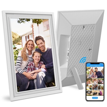 Sungale Cloud Frame- Easy PhotoShare APP, 20GB Cloud Storage, 10 Inch - White CPF1032+-WT