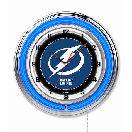 Holland Bar Stool Co Tampa Bay Lightning Double Neon 19" Clock, NHL Clk19TBLght