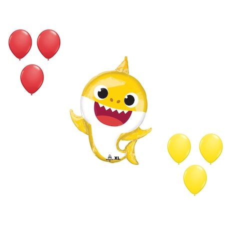 Loonballoon 26 Inch Baby Shark Balloon Medium Shape Set 6x latex 96007