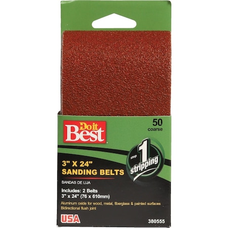 Do It Best 3''x24'' 80 Grit Hvy Dty Sanding Belt, 2PK 380547GA