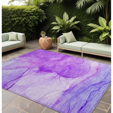 Homeroots 8' X 10' Purple Abstract Washable Non Skid Indoor Outdoor Area Rug 559772