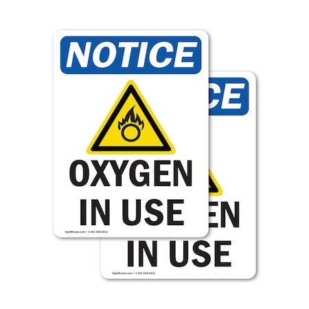 Signmission Oxygen In Use Sign With Symbol, 10 in W x Rectangle, Vinyl Decal OS-2PACK-NS-D-1014-V-17098