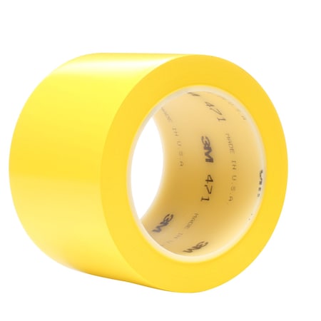 3M Floor Marking Tape, vinyl, Solid, Yellow, 3 in W., 5.2 mil Thickness 471