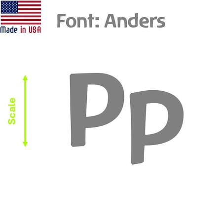 Aacc Self-Adhesive Vinyl Letter: P, Scale: 8 in. Color: Gray Font: Anders by, 4PK AACC-Anders-UP-Gray-I8x4