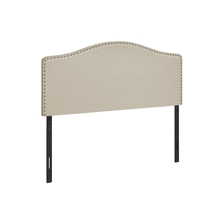 Homeroots Beige Linen Blend Upholstered Arched Full Headboard With Nail Head Trim 490190