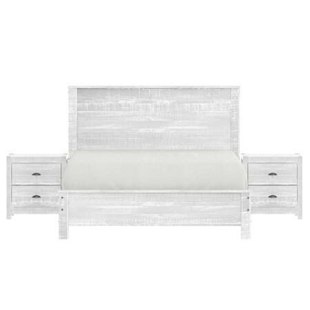 Homeroots Three Piece White Solid Wood Bedroom Set 523972