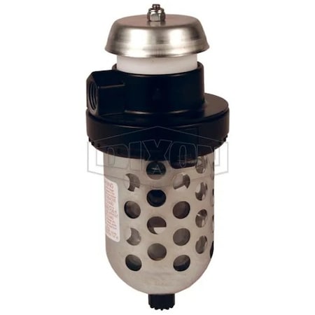 Dixon Wilkerson by Exhaust Muffler with Guard, 1/2 in Port, 150 psig, 32 to 125DegF F23-04M