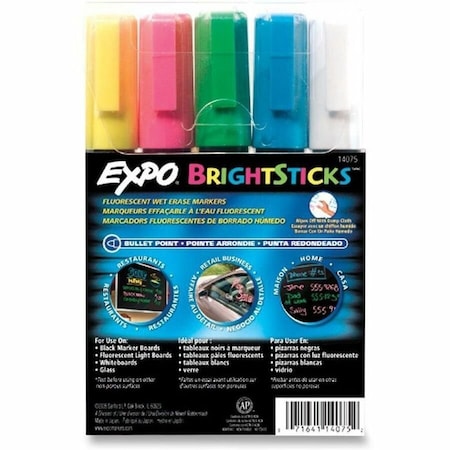 Expo Bright Sticks, Medium Bullet Tip, Assorted Colors, PK5 14075