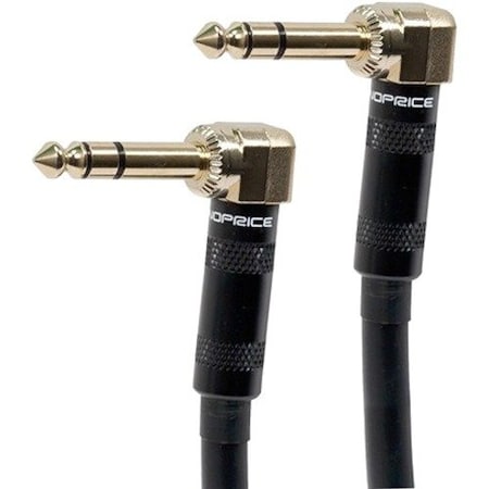 Monoprice 8-inch Premier Series 1/4-inch (TRS) Male Right Angle to Male Right Angle 16AWG Cable (Gold Plated) 601100