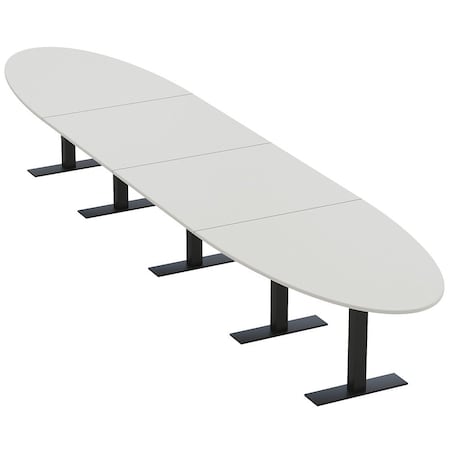 Skutchi Designs 20ft Conference Table With Power Unit | 18 Person Modular Oval Meeting Table | Harmony Series HAR-OVL-48X240-T.BK-U779-NA