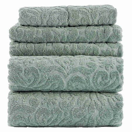 Lavish Home 6PC Jacquard Towel Set 100% Cotton Bathroom Accessories Soft & Absorbent Bathroom Set 67-040-FRST