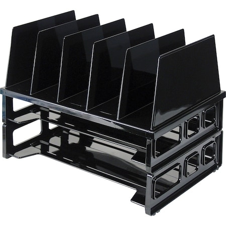Officemate Letter Tray, Black, Plastic, 13 1/2 in W, 9 in L, 10 1/4 in H, 9.1" D, 7 Number of Compartments 22102