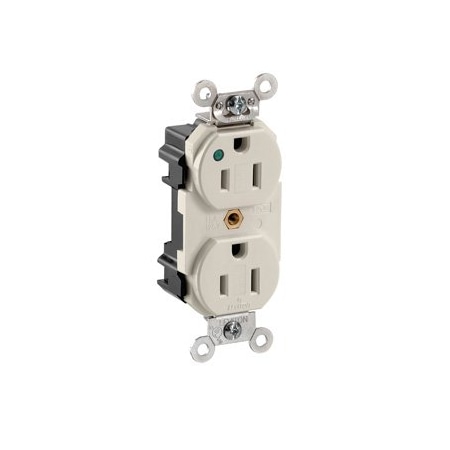 Leviton Lev-Lok Extra Heavy Duty Hospital Grade Duplex Receptacle, 15 Amp, 125 Volt M8200-PLT