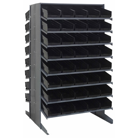 Quantum Storage Systems DOUBLE SIDED PICK RACK W/80 BLACK BINS QPRD-104BK
