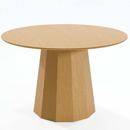 Homeroots 46" Natural Wood Pedestal Base Round Top Dining Table 721087