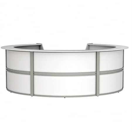 Linea Italia Reception Desk 11.1 ft D X 46 in H, 11.8 ft W X Thermofused Laminate, White ZUS299