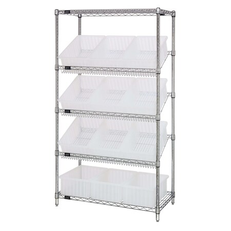 Quantum Storage Systems WIRE SHELVING UNIT W/12 CLEAR BINS WRS-5-92060CL