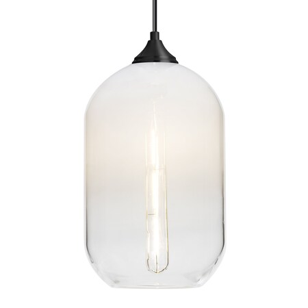 Besa Lighting Besa Omega 12 Pendant, White/Clear, Black Finish, 1x 4W MAX E26 Base 1JT-OMEGA12WH-EDIL-BK