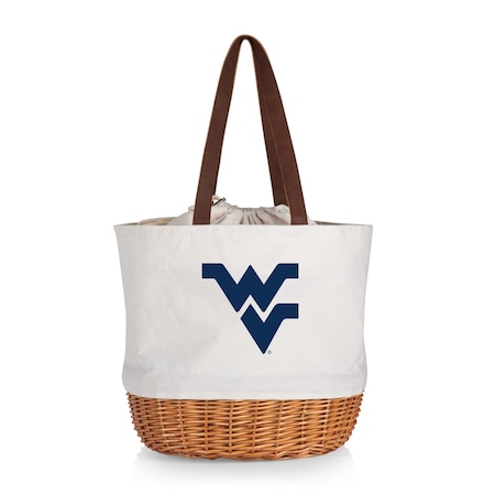 Picnic Time Family Of Brands NCAA West Virginia Mountaineers Coronado Canvas and Willow Basket Tote - Picnic Bag 203-00-187-834-0