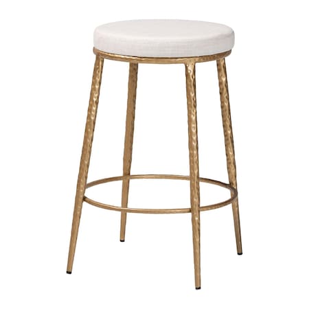 Baxton Studio Jessa Counter Stool with Hand-Forged Metal Frame 270-14727-ZORO