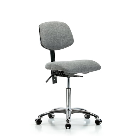 Blue Ridge Ergonomics Chair, Fabric, Med Bench, Chr Casters, Gry, No Arms, 22" to 29" Height, Gray BR-FMBCH-CR-T0-A0-NF-CC-F44