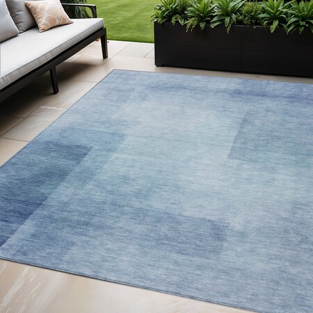 Homeroots 5' X 8' Blue Geometric Washable Indoor Outdoor Area Rug 608089