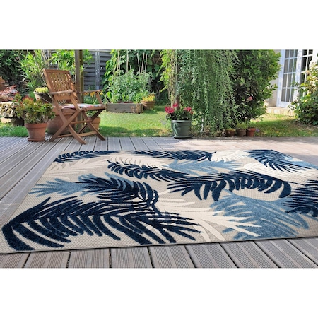 World Rug Gallery Vicenza Tropical Floral Indoor/Outdoor Area Rug 4 ft x 6 ft Navy 8011NAVY4X6
