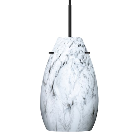 Besa Lighting Besa Pera 9 Pendant, Marble Grigio, Black Finish, 1x 100W MAX E26 Base 1JT-4126MG-BK