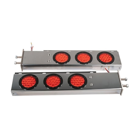 Mytee Products Stainless Steel Spring-Loaded 2-1/2in Bolt Pattern Mud Flap Light Bar w/ LED Lights MUDFLAP-LIGHTBAR-SS-LED