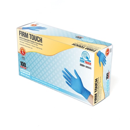 Firm Touch 5 Mil, 5.5G, Disposable Blue Nitrile Gloves, Industrial Grade, Blue M, 100PK 6050 XL