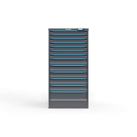 Strong Hold 13 drawer cabinet - (7x 2ft, 5x 4ft, 1x 7ft) - Blue accents - E-Lock w/ Tracking S3060-PPTAS-1302FS