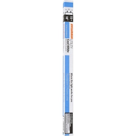 Sylvania Fluorescent Bulb, 15 W, T8 Lamp, Medium Lamp Base, 718 Lumens, 4200 K Color Temp, Cool White Light 21619