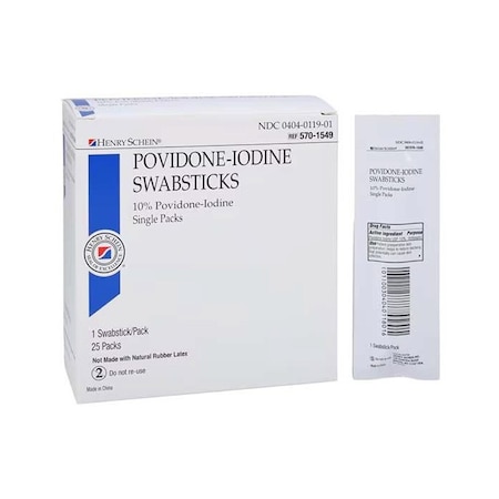 Dukal Povidone-Iodine Swabstick - 1', Individually Packed, 25PK 00404010601