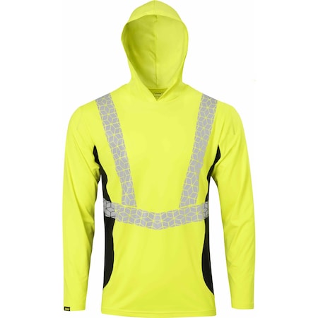 Ironwear Elastex Class 2 Hi Vis Evaporative Cooling Long Sleeve Hooded Shirt, Lime, Medium 7153-L-B-MD