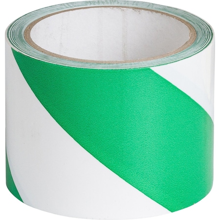 Brady Marking Tape Roll - High Performance Vinyl, Diagonal Stripes, Green on White, 3in x 54ft, 54PK 90020