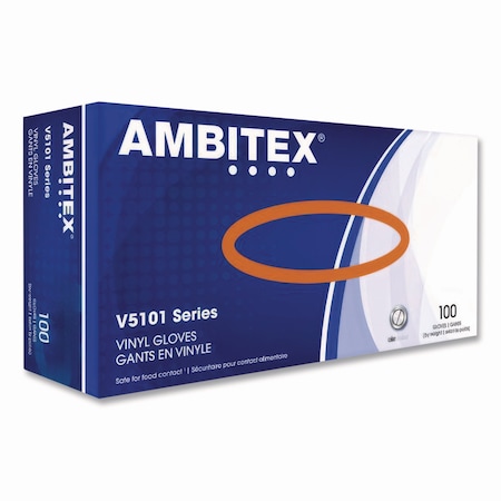 Ambitex V5101 Series Latex-Free Powdered Vinyl Gloves, 3 mil, Small, Clear, 100PK VSM5101