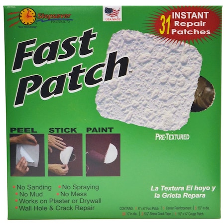 Stepsaver Stepsavers 00001 Self-Adhesive Fast Patch Pre-Textured Wall Patch Kit, 31 Instant Repair Patches 1